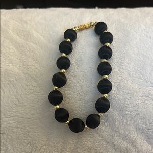 Black and Gold Beaded Bracelet with Matte Finish